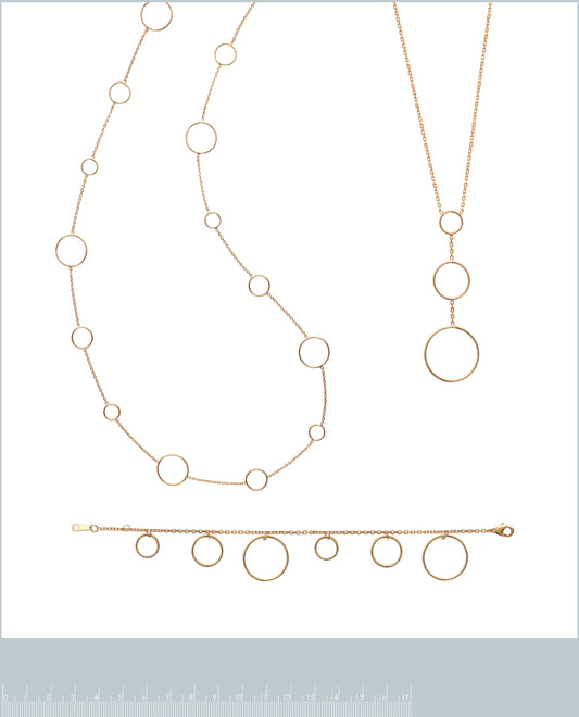 Позлатен комплект с геометрични халки (колие + гривна)