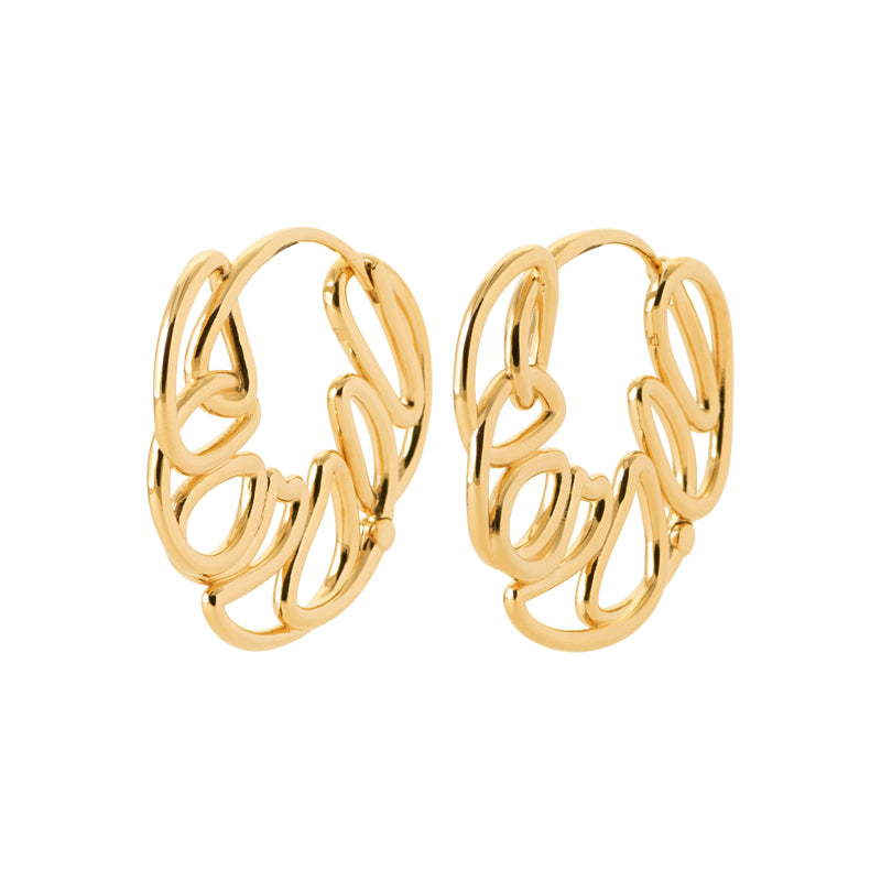 Позлатени обеци с артистичен отворен дизайн