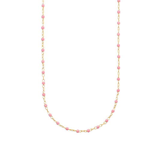 Позлатена верижка с розови мъниста