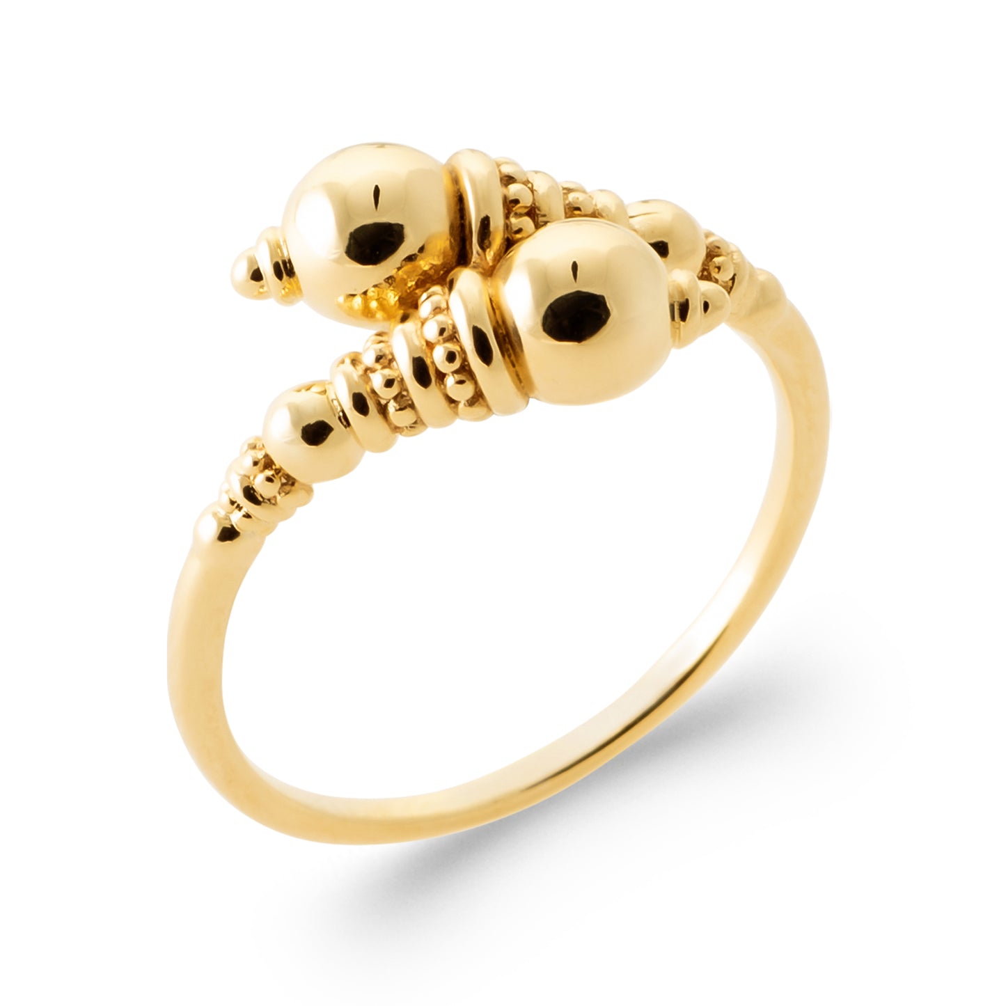 Позлатен пръстен с двойна топка