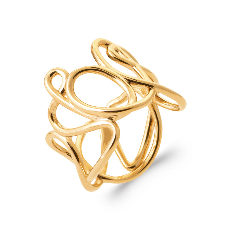 Позлатен пръстен с артистична плетена форма