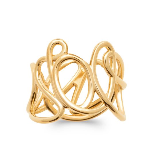 Позлатен пръстен с артистична плетена форма