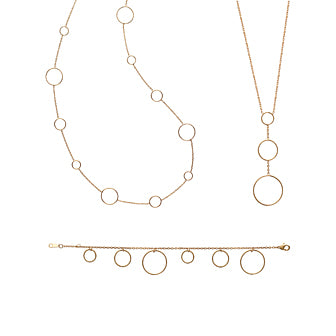 Позлатен комплект с геометрични халки (колие + гривна)